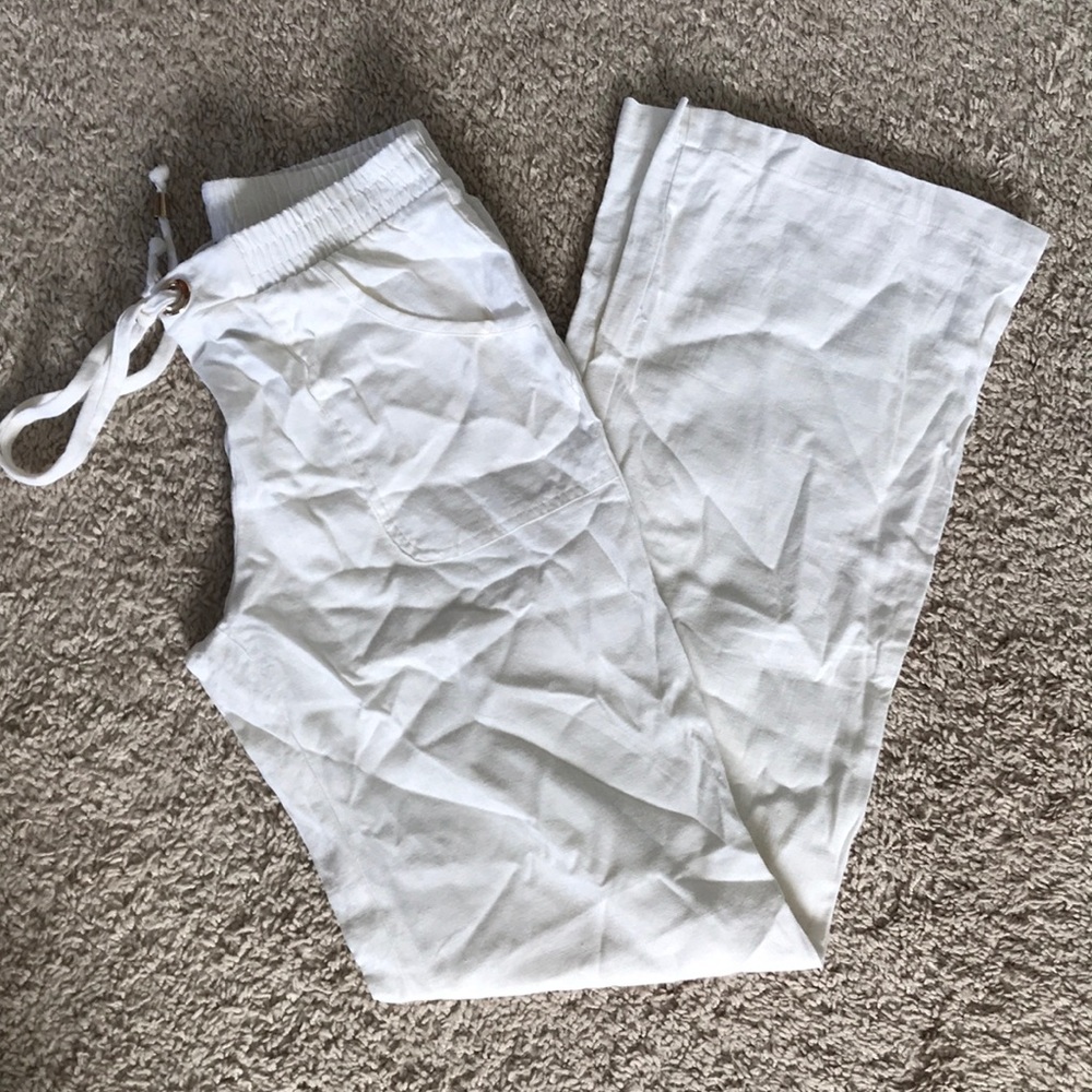 White linen pants
